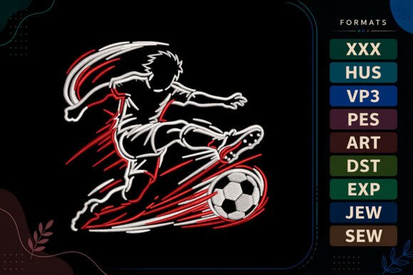 A Sporty, Dynamic Soccer Player Embroidery Design