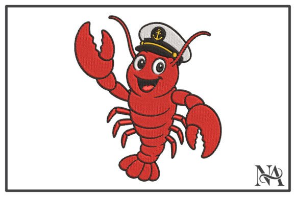 Captain Lobster Embroidery for Boutique Apparel