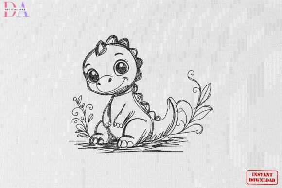 Cute Baby Dino Sketch: A Designer's Take for Apparel