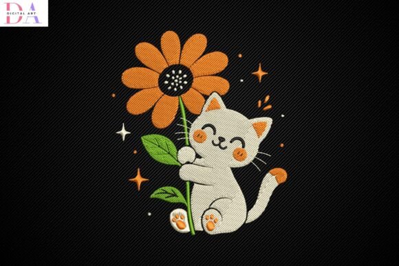 Cute Kitty Hugging Sunflower: A Seasonal Embroidery Designer's Review