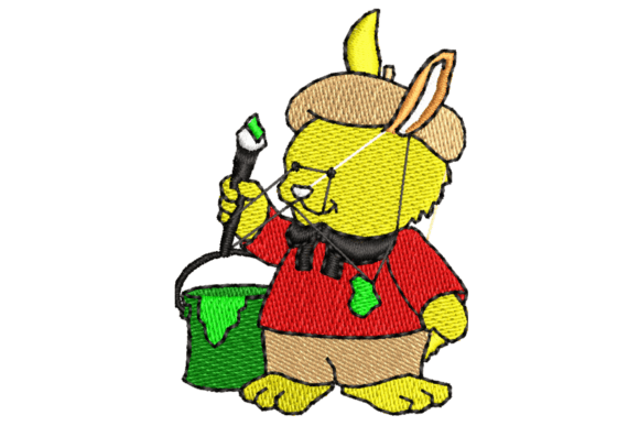 Cute Rabbit Painter Embroidery Design Review for Business Use