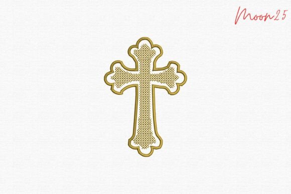 Elegant Gold Christian Cross Embroidery Design Review